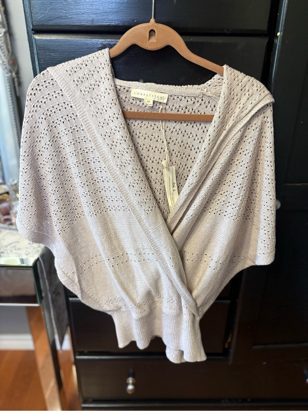 lovestitch Light Cream Open-Knit Wrap Short Sleeve Sweater Shrug | NWT Size M